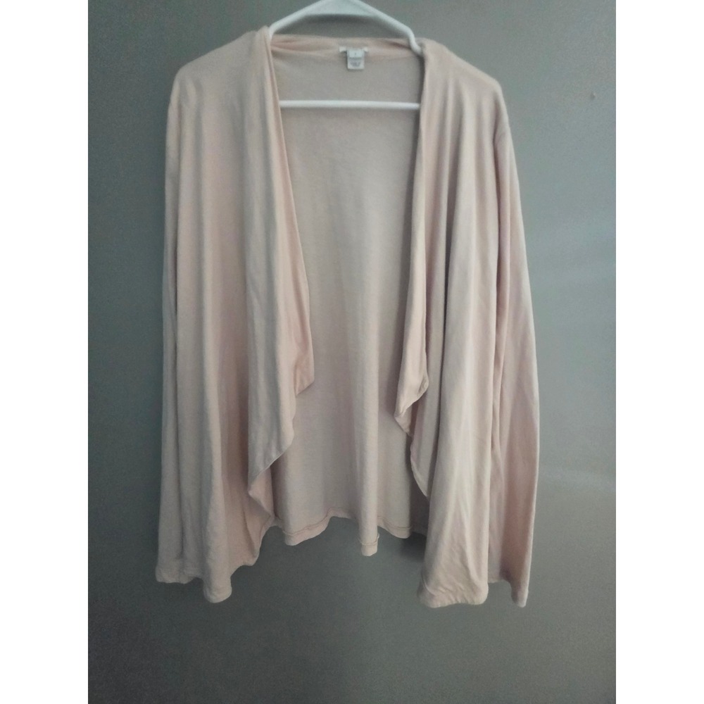 J.Crew Womens Blush Pink Cotton Draped Waterfall Open Front Cardigan Sweater S